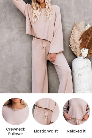 Round Neck Loose Fit Cozy Two-Piece Set