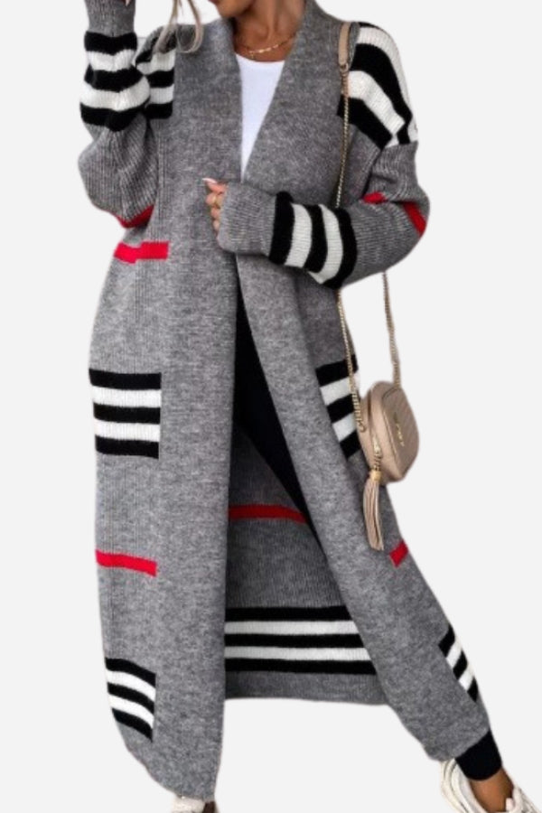 Cozy Striped Long Knitted Cardigan