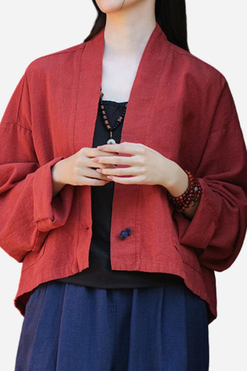 One Size Fits All Ramie Linen and Cotton Cardigan