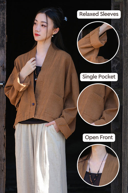 One Size Fits All Ramie Linen and Cotton Cardigan