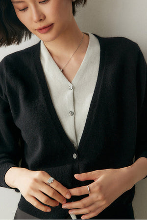 Single-Breasted Cashmere Wool Cardigan