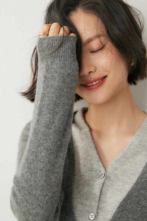 Single-Breasted Cashmere Wool Cardigan