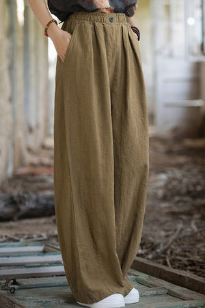 Sandwashed Ramie Linen Pants with Plush Lining