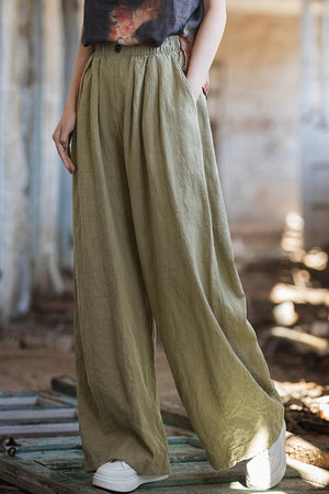 Sandwashed Ramie Linen Pants with Plush Lining