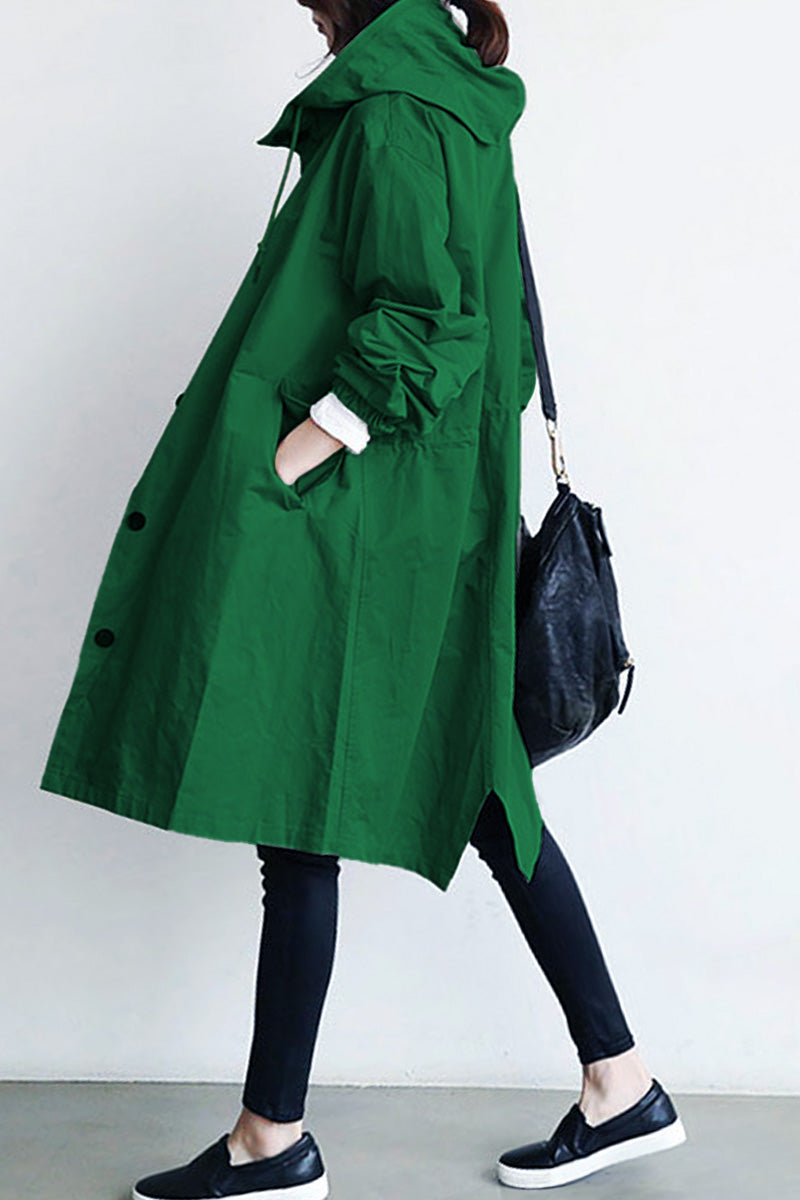 Green sales hooded raincoat