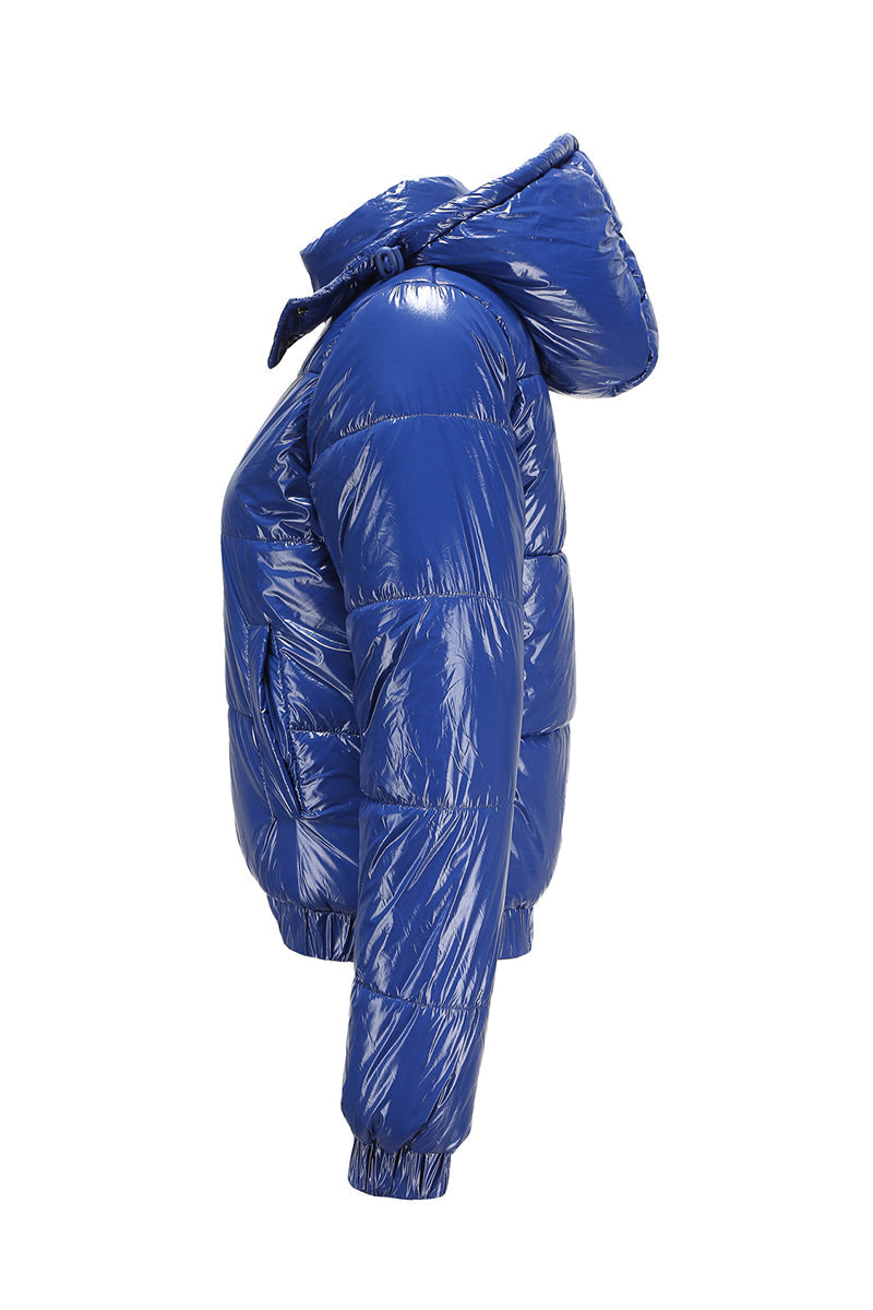 Blue vinyl puffer sales jacket