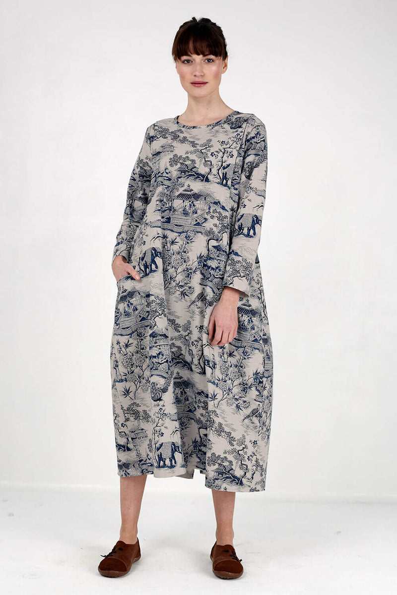 Japanese Porcelain Print Dress - North